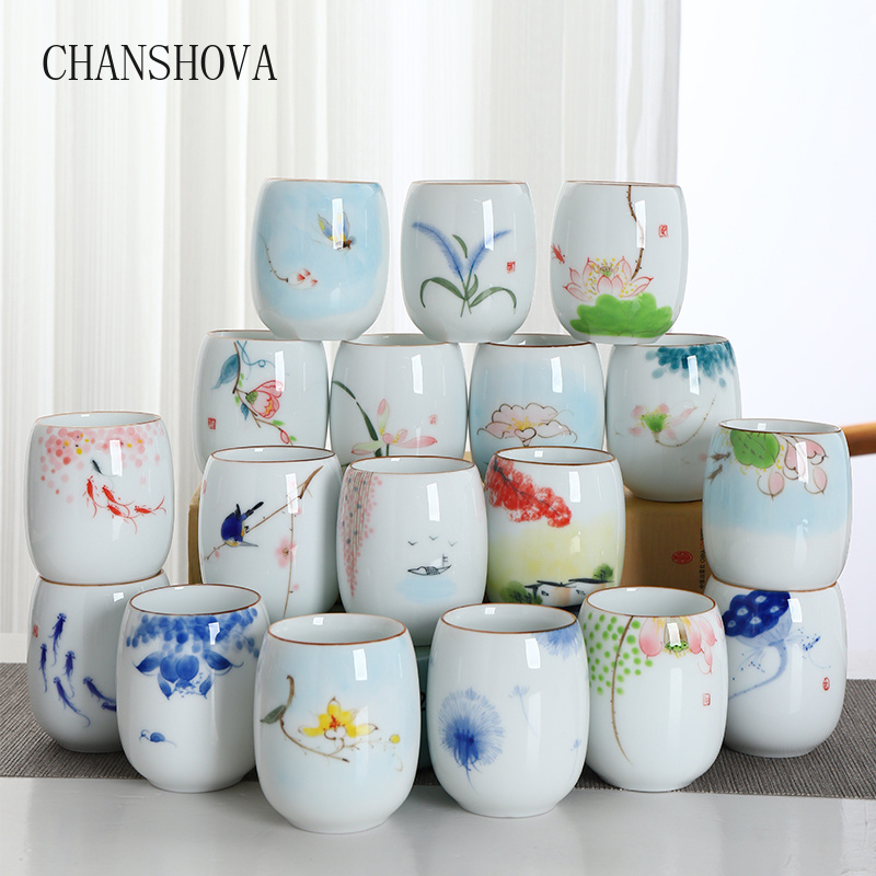 CHANSHOVA tasse à thé en céramique H271 | Motifs multiples traditionnels de Style chinois, tasse à thé en porcelaine blanche de 190ml