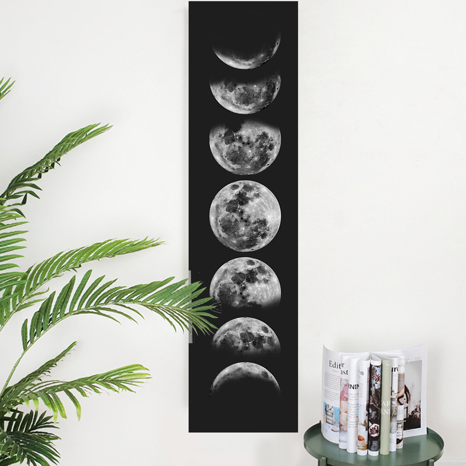 Moon Phase Tapestry Black Galaxy Night Sky Wall Hanging Psychedelic Moon phase Throw Blanket Home Decor Wall Hanging tapestry