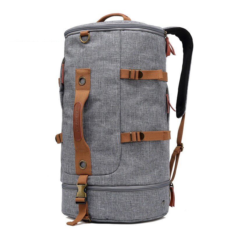 Novo coreano balde saco duplo ombro estudante mochila moda tendência juventude computador bolsa de viagem: Light Gray
