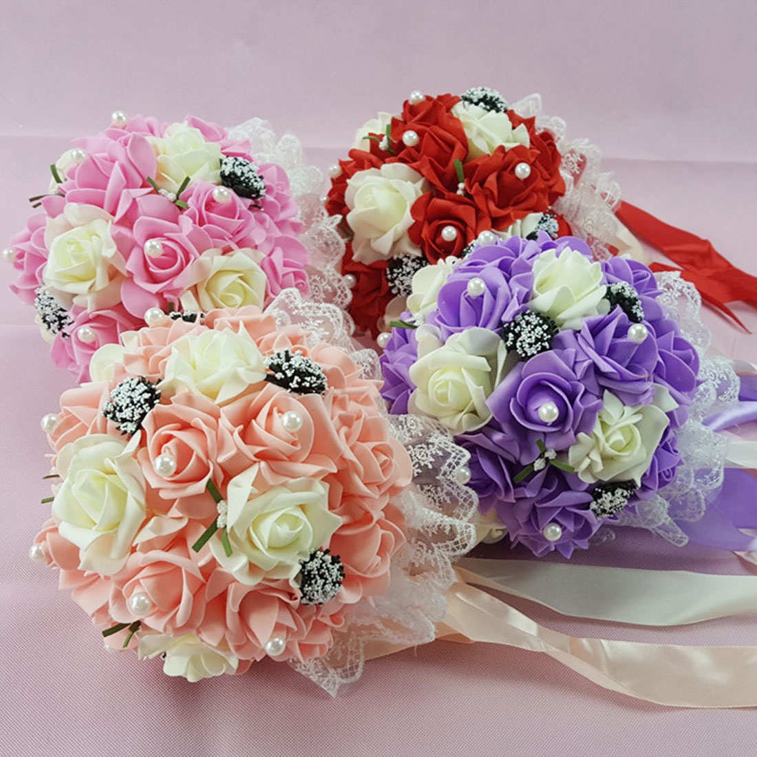 10 Heads 7CM Artificial Rose Flowers Wedding Bride Bouquet PE Foam DIY Home Decor Rose Flowers Wedding Decoration 11 Colors