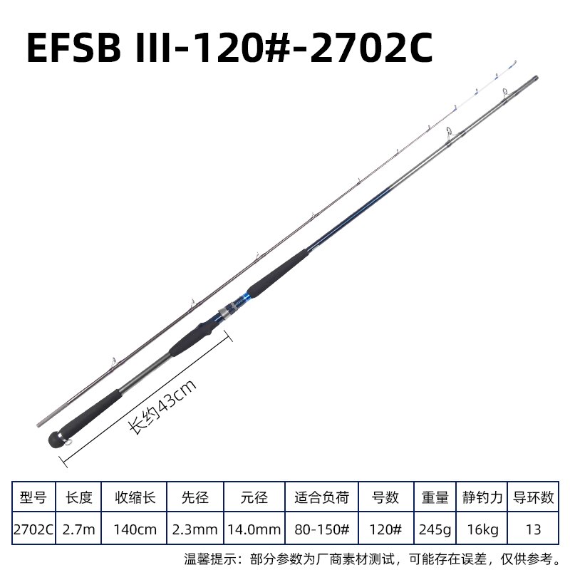 2022 ECOODA EFSB III Offshore Boat Fishing Rod 1.6m/1.8m/2.1m/2.4m/2.7m Bottom Rod Spinning Casting Rod 40-120# Luminous Tip: EFSB III-2702C
