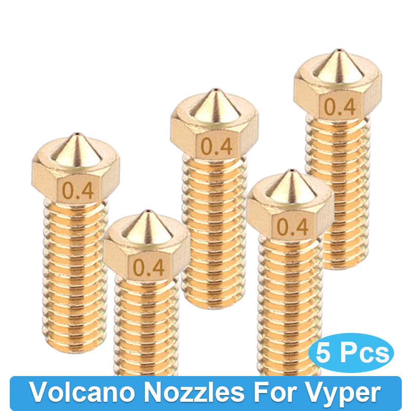 5PCS 3D Printer Volcano Nozzle Brass Nozzles For Anycubic Vyper For E3D Volcano Hotend M6 Extruder Nozzle