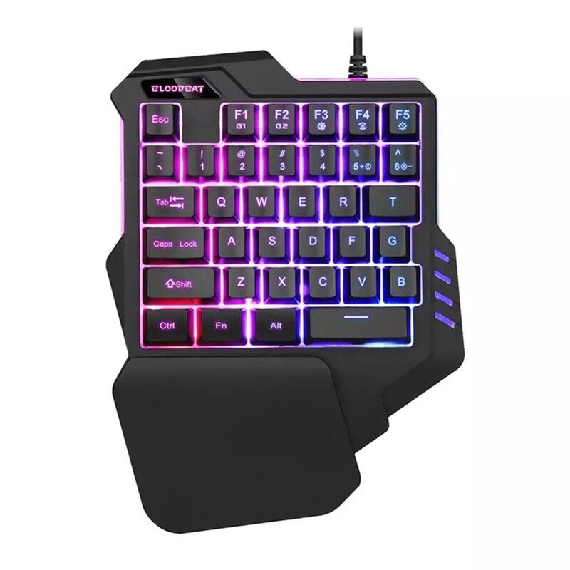 Single Hand Gaming Keyboard Mini Usb Wired Mouse Combos One Handedly For Mobile Smartphone Colors LED Backlight Teclado Gamer
