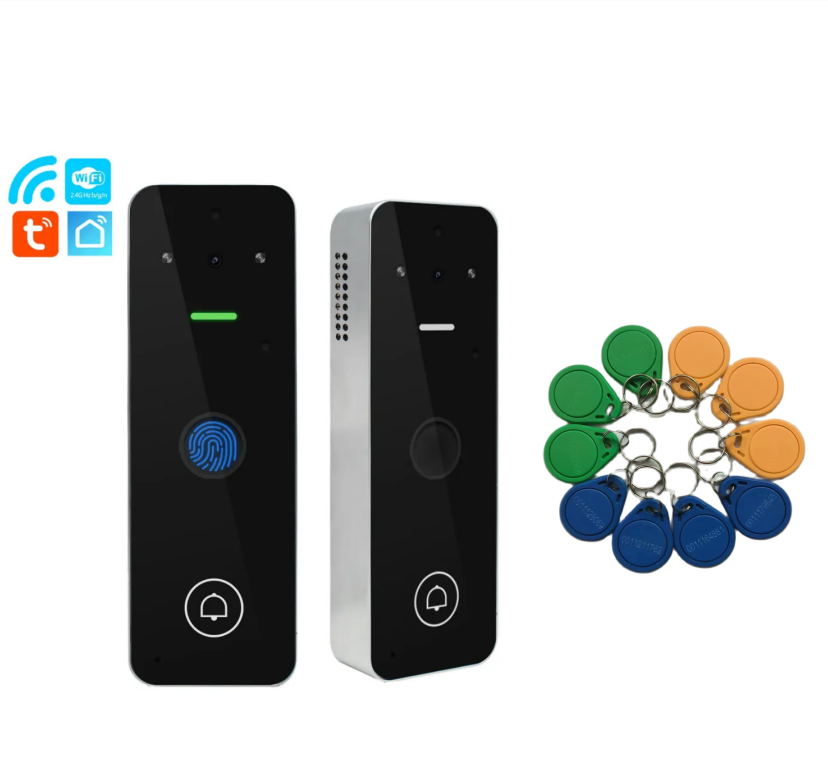 TuyaSmart WiFi Video Intercom Access control System Keypad Fingerprint With Doorbell for Villa apartment Outdoor Metal Case IP65: Pink