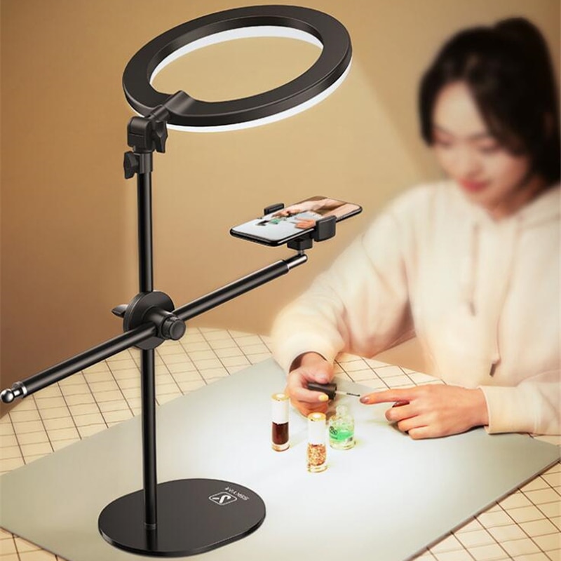 Support de téléphone Monopode avec LED Flash Annulaire Lumière Lampe Selfie Bâton De Support De Table avec Mobile Support Pour Téléphone Passage Tiré Pour ongles