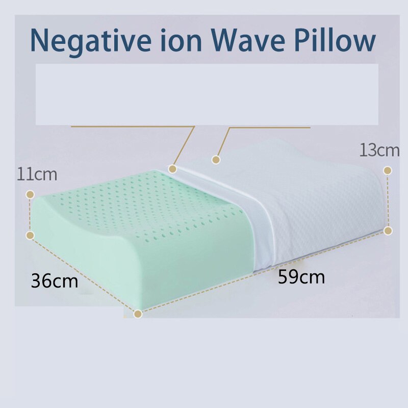 Natural-Latex Pillow Orthopedic Cervical Massage Bed Pillow Release Pressure Sleeping Pillows for Bedroom with Pillowcase: Negative ion Wave