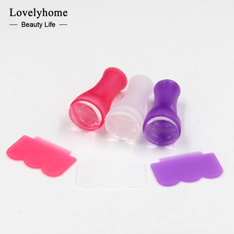 Clear Jelly Stamper Nail Art Stamper Frosted Clear Silicone Stamper & Schraper Stamping Nail Gereedschap 3 Color Keuze