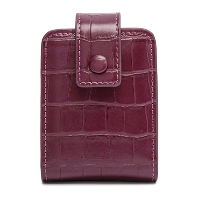 Doozeepa Lippenstift Cosmetische Tas Met Spiegel Vrouwen Reizen Make-Up Tas Krokodil Patroon Pu Mini Toilettas Organizer Pouch Opslag: Burgundy