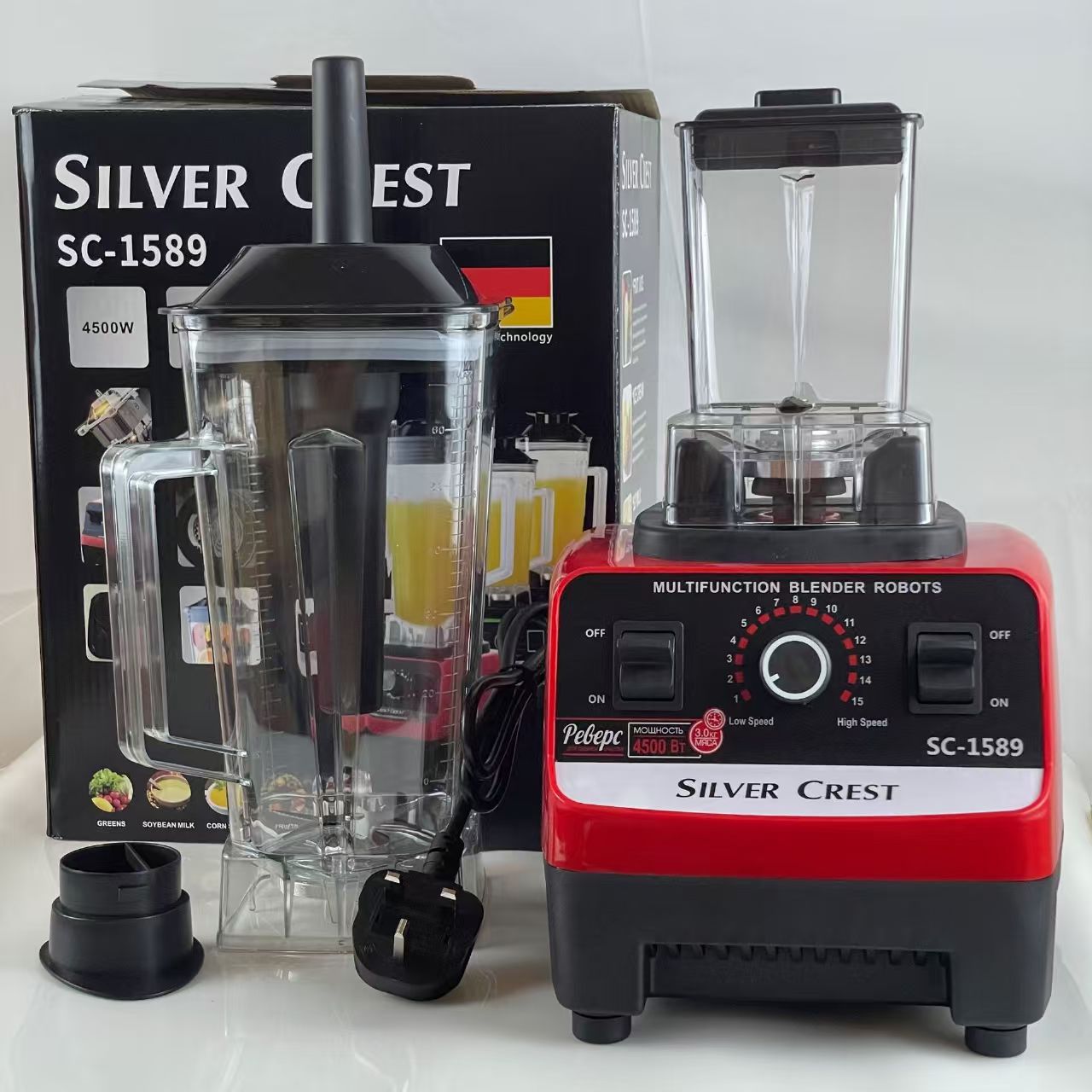 2 in 1 SILVER CREST 4500W big power blender with 2 cups for baby home use: Red / Eu plug