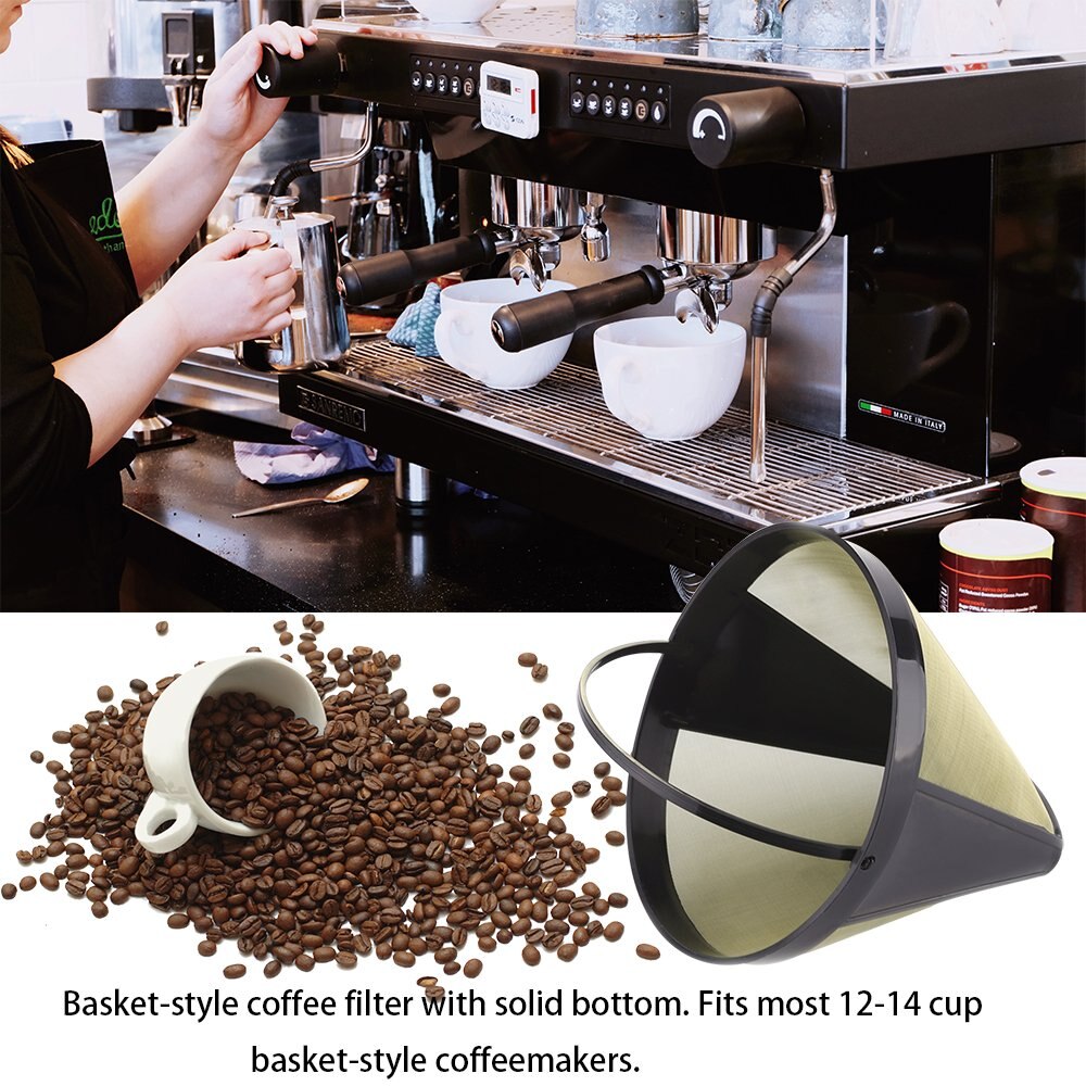 12-16 kopp kaffekurv stil fast gullfarget kaffe rustfritt stål metallfilterfilter til kaffekopp kaffetraktere