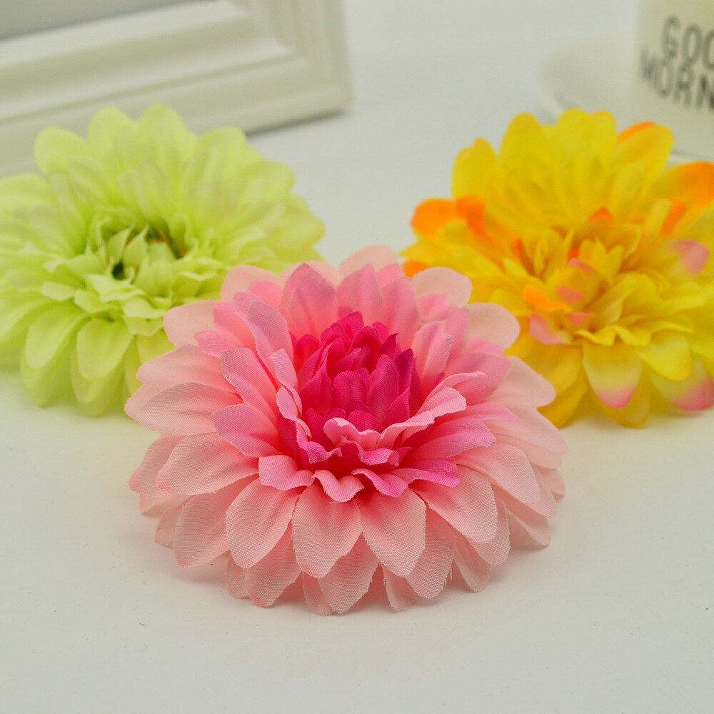 10 stuks kunstbloemen goedkoop voor bruiloften, banketten, huisdecoratie, doe-het-zelf krans, handgemaakte bloemkunst, zijden gerbera, chrysanthemum