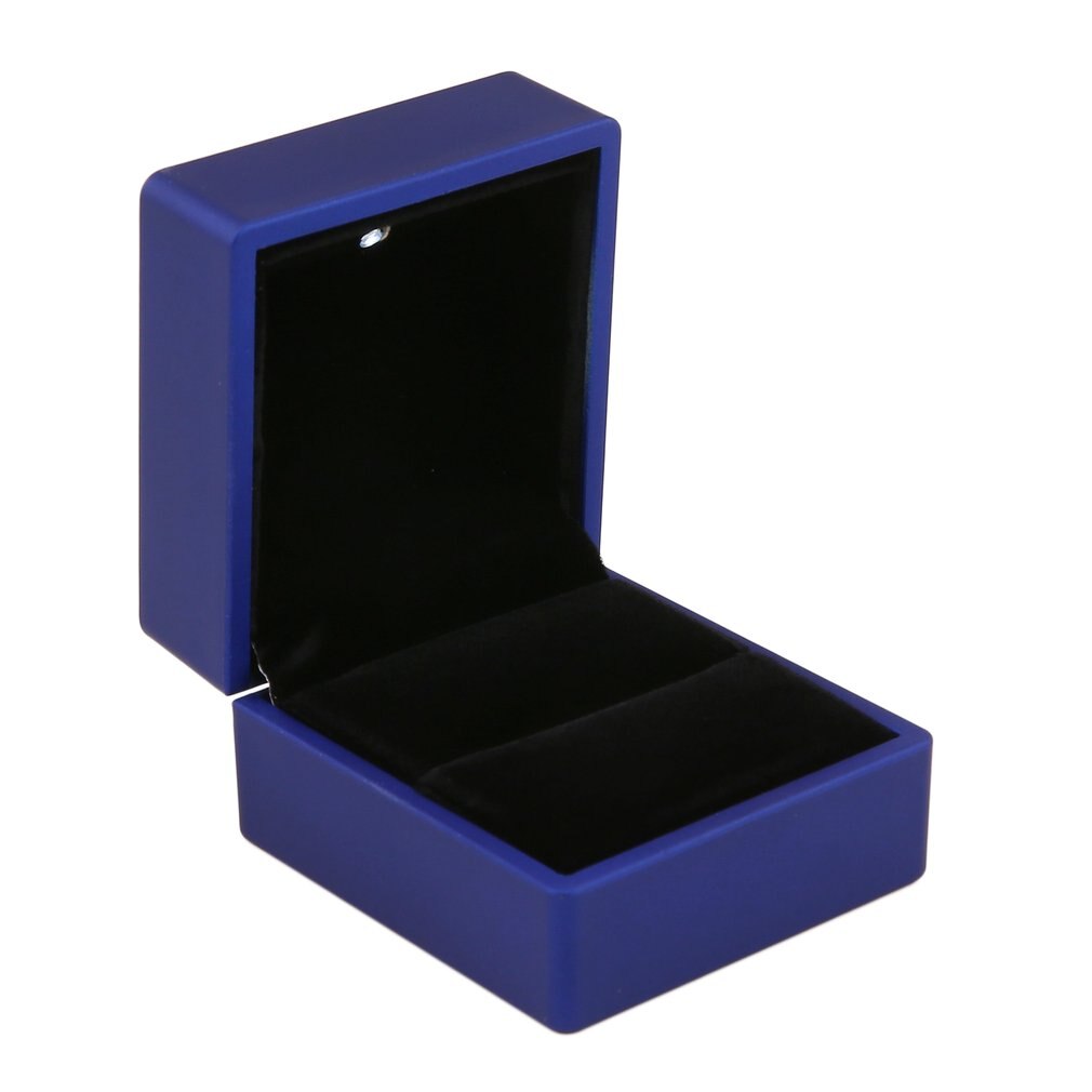 Zwart/Blauwe LED Verlichte Earring Ring Box Wedding Ring Sieraden Display Verpakking Organizer Opslag Voor Engagement: Blauw