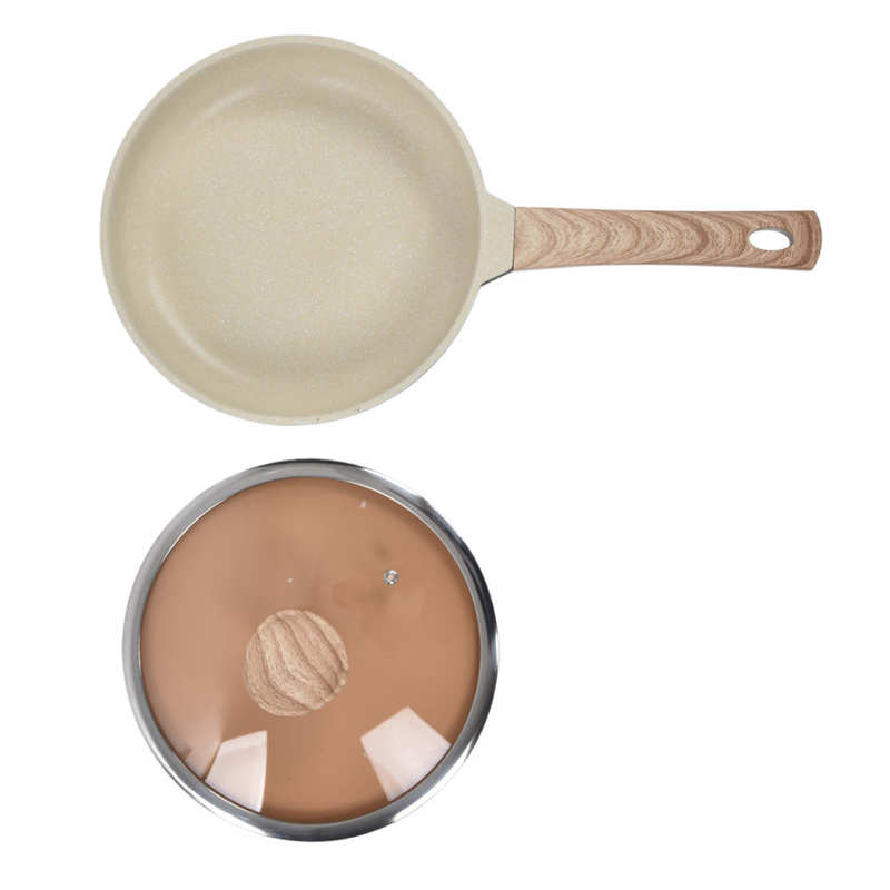 Cooking Pan Frying Pan Ergonomic Handle with Lid for Household