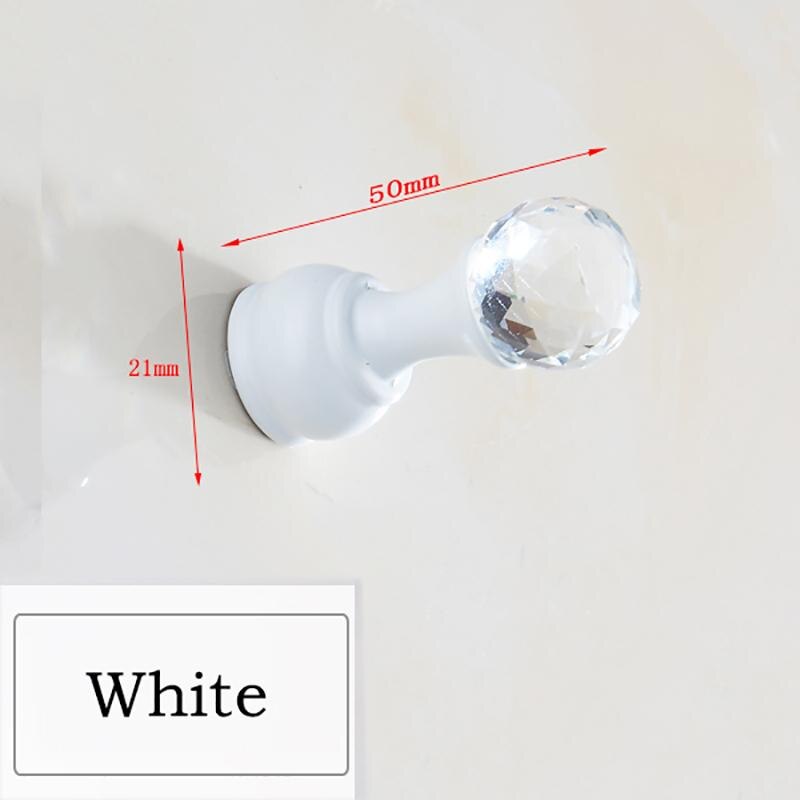 Crystal Decorative Wall Hooks Towel Hook Multiple Colour Brass Coat Hook Hangers Wall Mounted Robe Hook Bathroom Accessories: YG-1111W