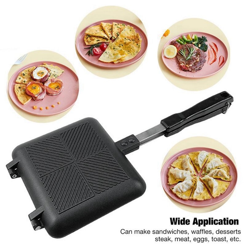Non-Stick Double Side Frying Pan Foldable Flipping Griddle Steak Cookware Pancake Pan Cooking Tools For Kitchen