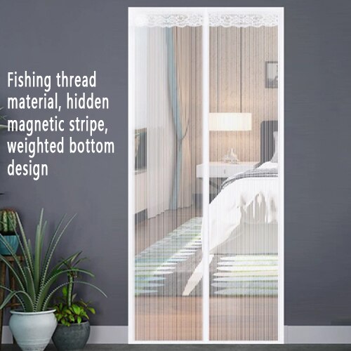 Hands-free Magnetic Anti-Mosquito Net Door Net Anti Fly Insect Mosquito Door Window Screens Reinforced Magnetic Curtain Mesh: White-Upgraded