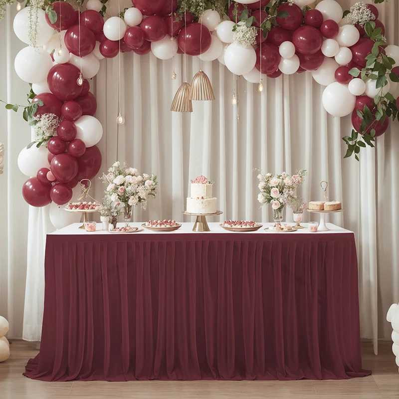 White Tulle Table Skirt Rectangle/Round Tables Ruffle Semi Sheer Tablecloths for Wedding Bridal Shower Birthday Party Decoration: 140*140cm / grass green