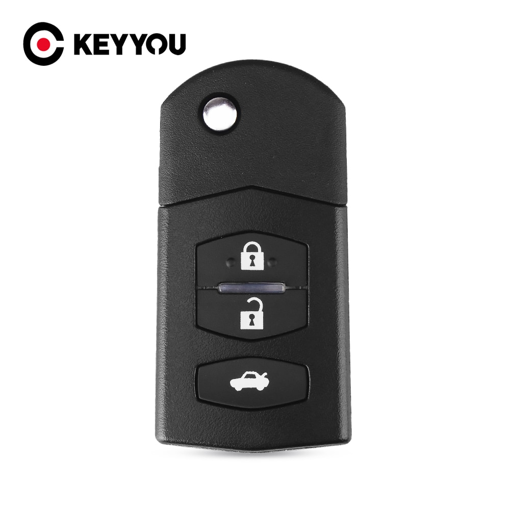 Keyyou Auto Flip Folding Remote Key Shell 3 Knoppen Flip Afstandsbediening Sleutel Cover Fob Voor Mazda 2 3 5