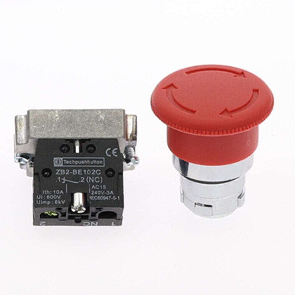 XB2 Red Mushroom Head Emergency Stop Button Switch 22mm 10A/415V XB2-542 XB2-545