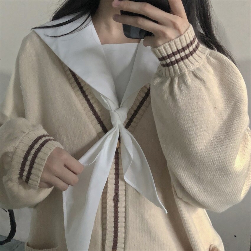 Daily Collocation Single Product Triangle Scarf Japanese Cute Preppy Uniform JK Sailor Suit Neckerchief Girl Big Bow Tie Student: White