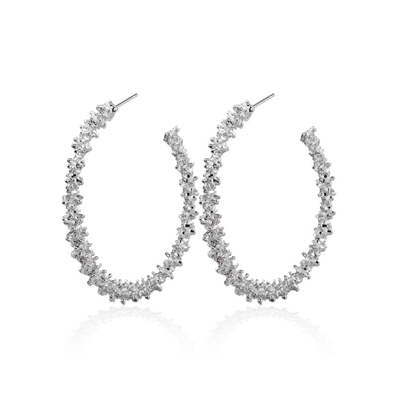 BICUX Vintage Earrings For Women Gold Round C Geometric Statement Earring Metal Earring Hanging Jewelry: Silver 1