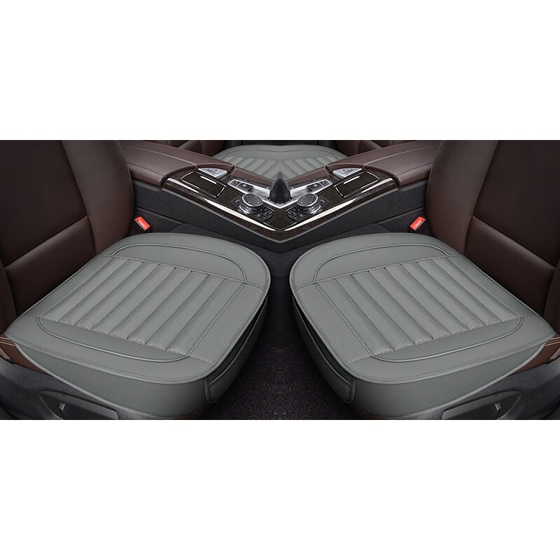 Funda de cuero Pu para asiento de coche, fundas de asientos para Interior de automóvil, cojín Universal, protección de asiento alfombrillas de cuero, accesorios para Auto: Gray front 2pcs
