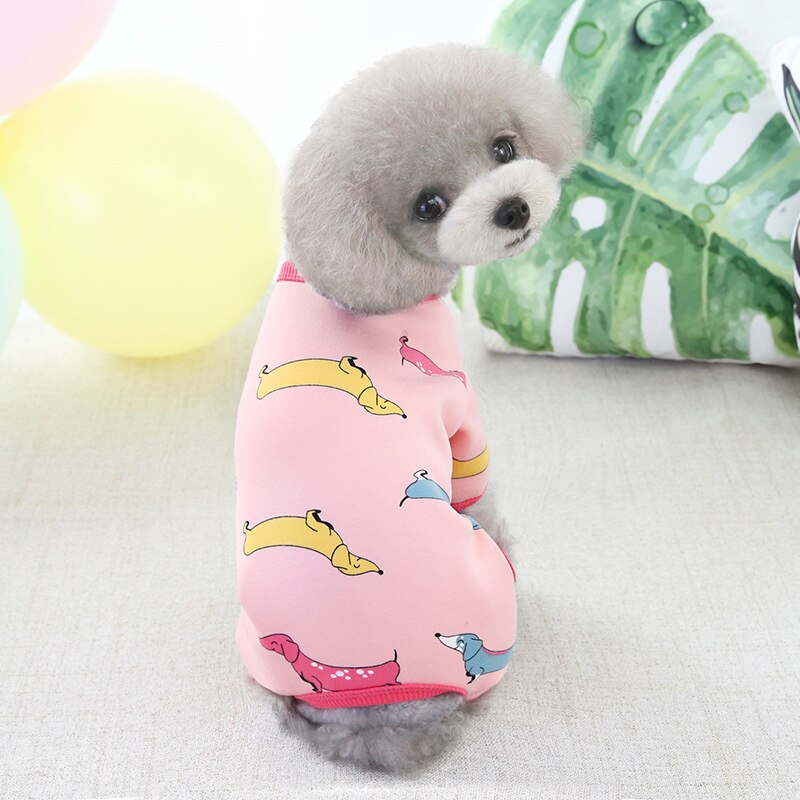 Pyjama d'hiver en coton pour animaux de compagnie, combinaison pour petit chien, chat, imprimé mignon, chiot, Chihuahua, vêtements yorkshire, survêtement, Costume 20A: pink / XL