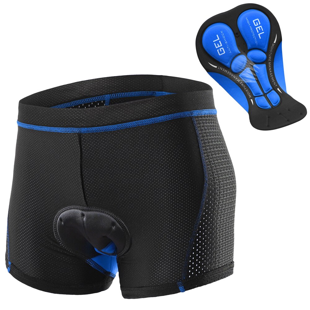 Breathable Cycling Shorts Cycling Underwear 5D Gel Pad Shockproof Bicycle Underpant MTB Road Bike Underwear Man Shorts: Blue / M