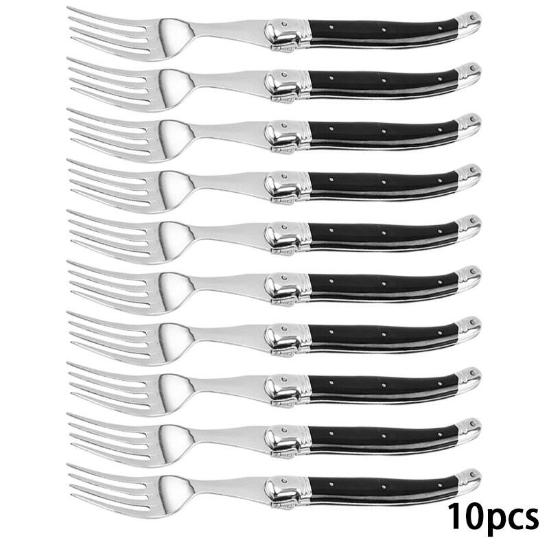 9'' Laguiole Steak Knifes Black Cutlery Dinner Knives Stainless Steel Dinnerware Restaurant Bar Kitchen Tableware set 4/6/10pcs: 10 PCS Fork