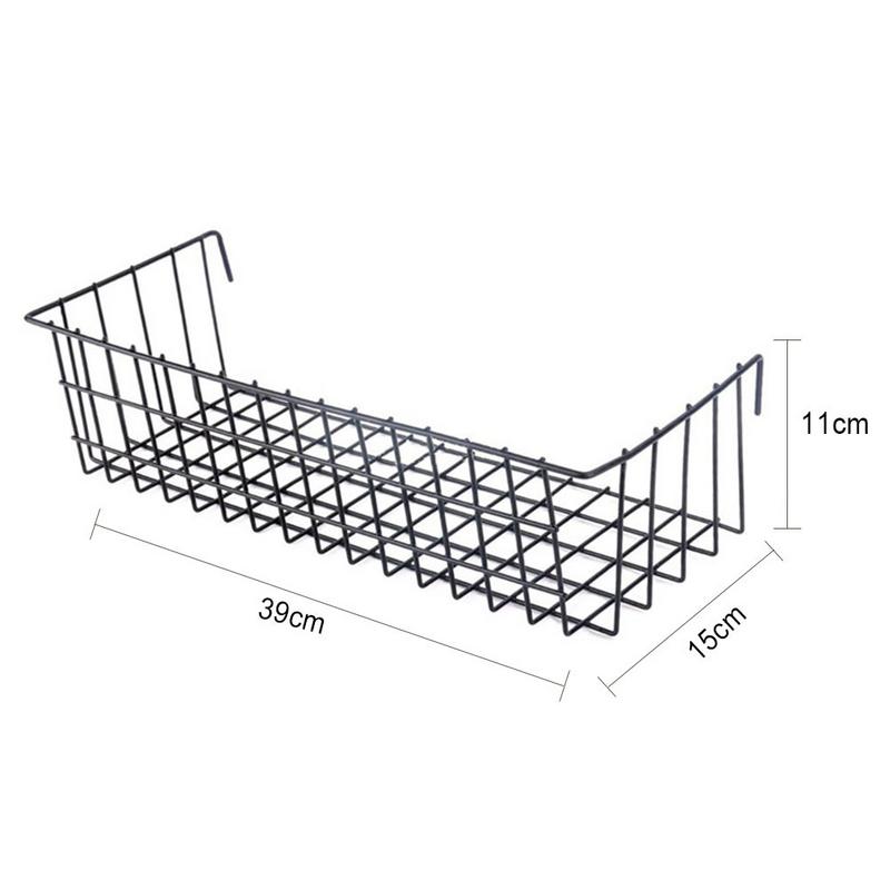 Vægdekoration jernramme hængestativ væg display opbevaringsboks multifunktion mesh tråd metal væghylde: B