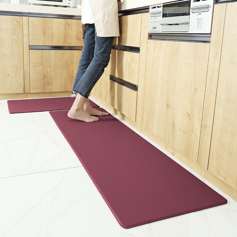 Solide Öldicht Wasserdichte PU Leder Küche Lange matt Küche Teppich nicht-Unterhose Boden Teppich Fußmatt Anti-Bakterien Falten-beständig: Violett / 18x30in 45x75cm