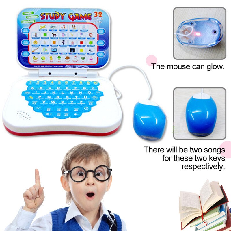 Simulation Computer With Mouse Mini Colorful Puzzle Toy Early Learning Education Machine Tablet Toy Random Color