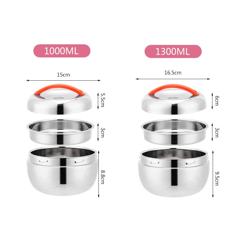 Lunchbox van roestvrij staal van voedingskwaliteit, thermisch geïsoleerd, 2 lagen