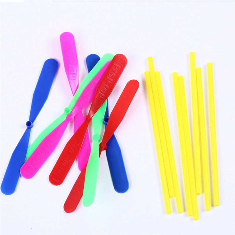 100 stücke Kunststoff Bambus Libelle Propeller Outdoor Spielzeug Kinder Kinder Fliegen Bambus floß juguetes #4AA15