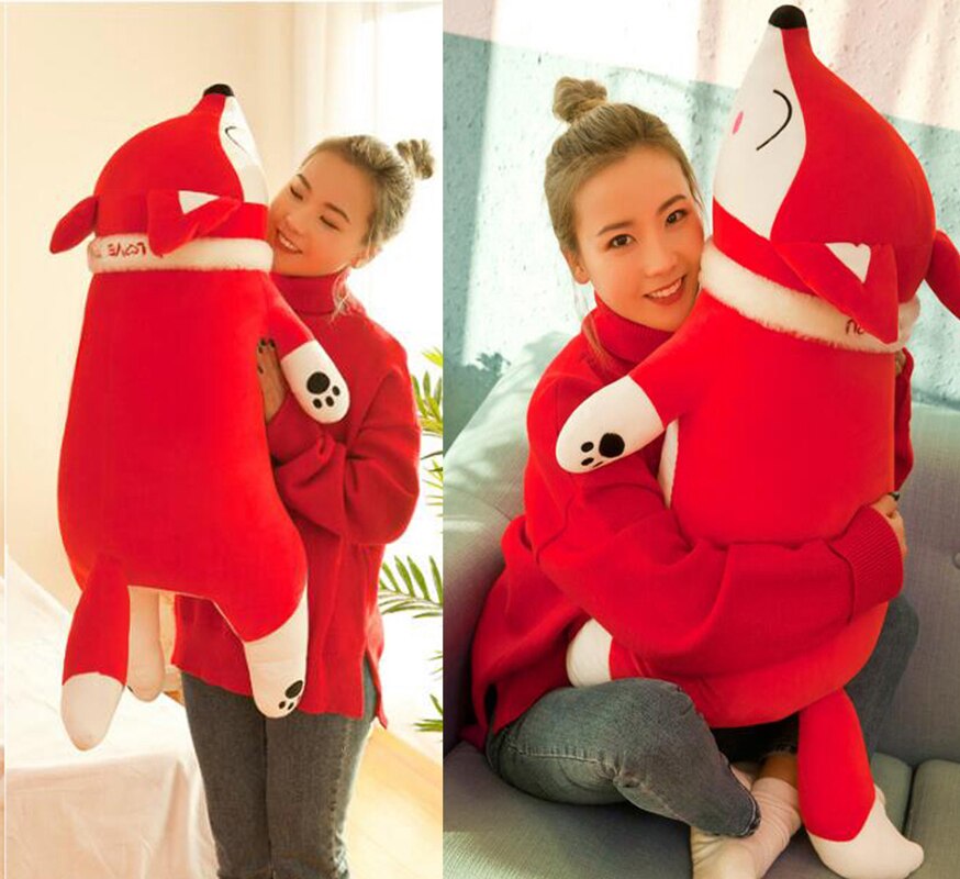 Peluche renard étreindre animaux oreillers jouets en peluche décoratif oreiller canapé décorations Super doux coussin rouge