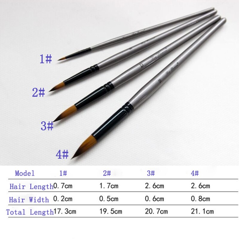 EZONE 4PCS/Set Oil Painting Brushes Different Shape Watercolor Brush Nylon Hair Brushes Fan Brush Art Students Writing Pens