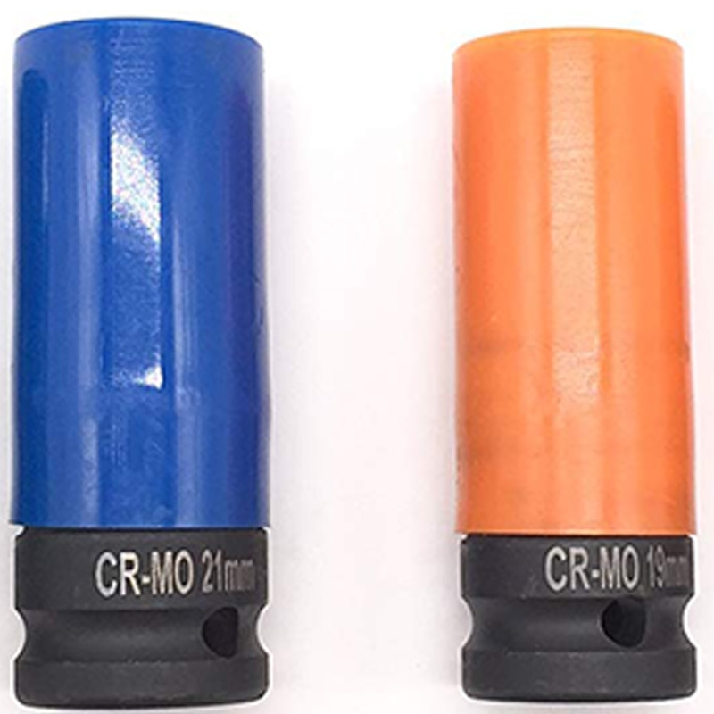 1/2-Inch Drive Impact Deep Socket Set with Color Plastic Protective Sleeves,CR-MO Material Metric 4-Piece