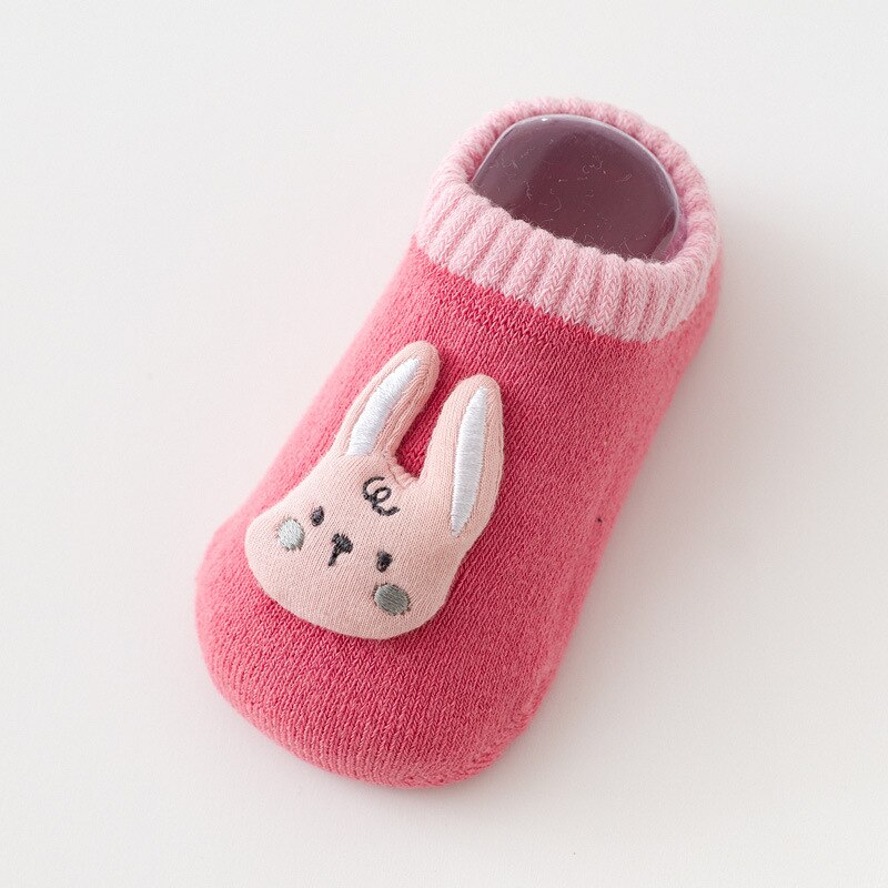 Cartoon Dinosaur calzini per bambini inverno caldo ragazza ragazzo calzini da pavimento bambola carina antiscivolo bambino calzino corto: pink short