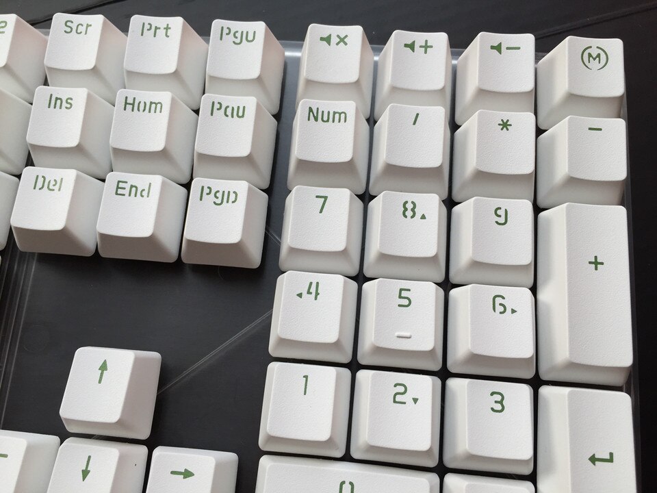 Double shot 108 key complete set White green words PBT keycap OEM Profile For MX Switches Mechanical Gaming Keyboard