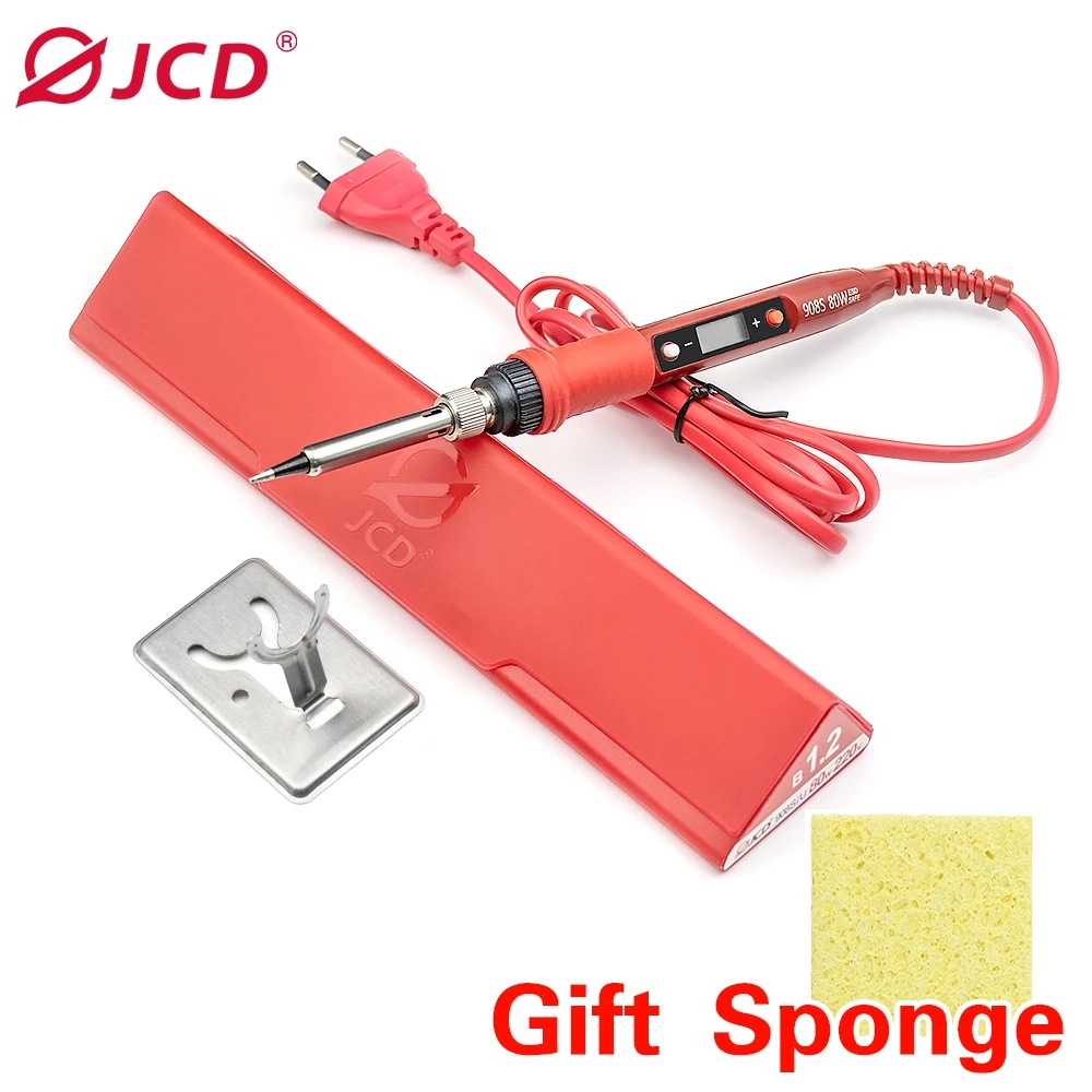 Jcd 908S 80W Elektrische Soldeerbout Met Doos Kit 220V Digitale Temperatuur Verstelbare Lassen Soldeertips Bracket Tools: Bruin / VS