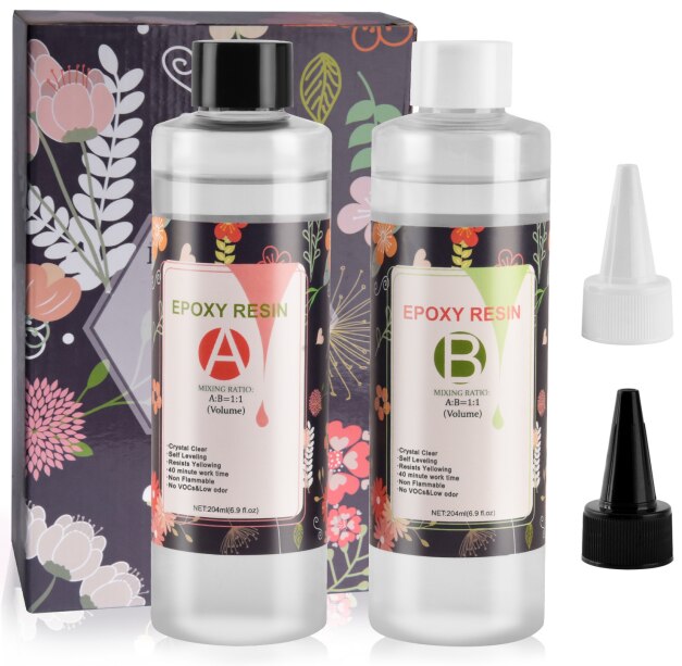 Pegamento de resina epoxi para fabricación de joyas, molde de silicona, arte de resina, alta adhesivo, 204ml/250ml/500ml, 1:1 AB: A204ml B204ml