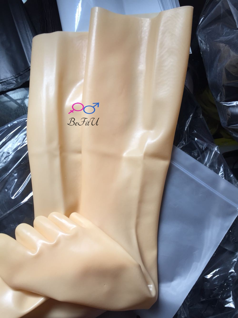 Chaussettes à orteils en LATEX et caoutchouc sans couture, longues, genouillères et hautes, unisexe: flesh 0.4mm long / S