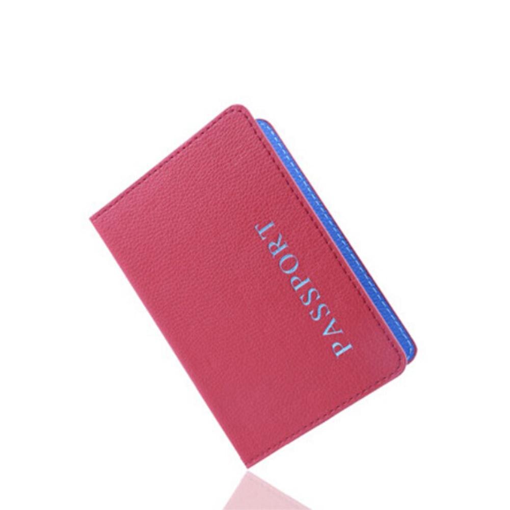 Passport Cover Passport ID Bank Card Note Holder Litchi Grain PU Passports Tickets Holder Passport Bag: Red