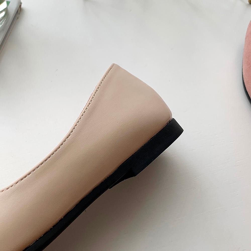 Zapatos de cuero YOUYEDIAN, zapato de bailarina con empalme de Color, zapatos deslizantes para mujer, zapatos planos a la , puntiagudos, Calzado tipo Ballet, buty damskie