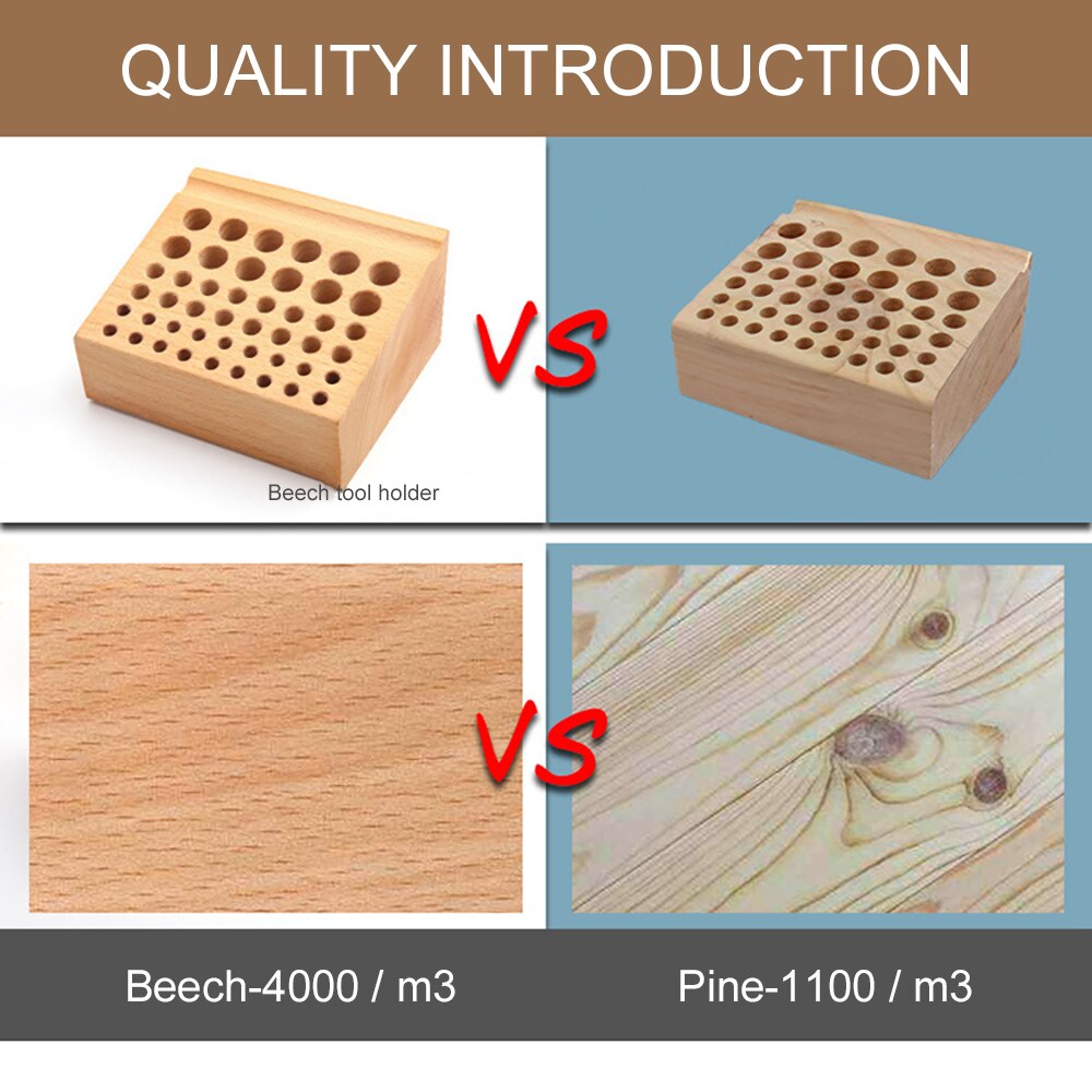 46 Holes Pine Wooden Leathercraft Rack Stand DIY Tamping Punching Tools Holder Organizer Storing Leather Tool Storage Box