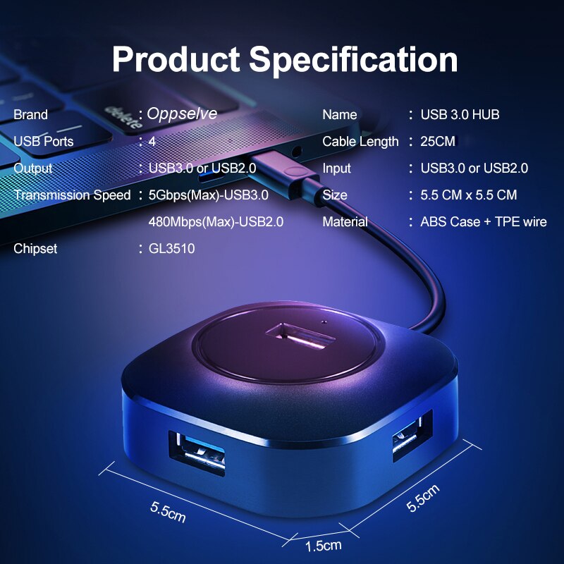 Opselve usb hub usb 3.0 hub splitter flere usb hab 2.0 multi hub expander 4 port hub til pc laptop usb 3.0 usb hub adapter