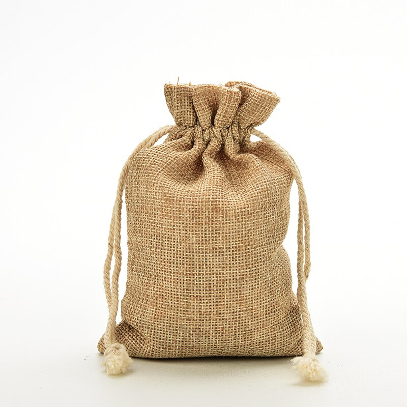 Mini sac de poche en toile de jute rustique sac à cravate à cordon faveur de fête de mariage