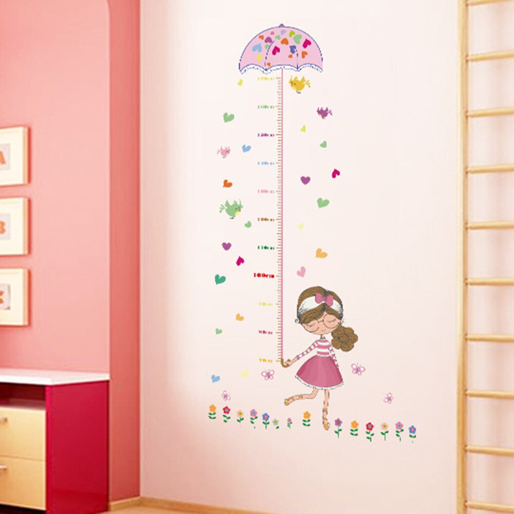 Små piger højdekort børn vægklistermærker wallstickers skræl og stick aftagelige wallstickers til børn soveværelse stue