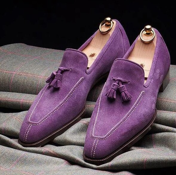 Herenschoenen lage hak franje schoenen nette schoenen brogue schoenen lente enkellaarsjes vintage klassiek mannelijk casual  yk294: Paars / ' 47