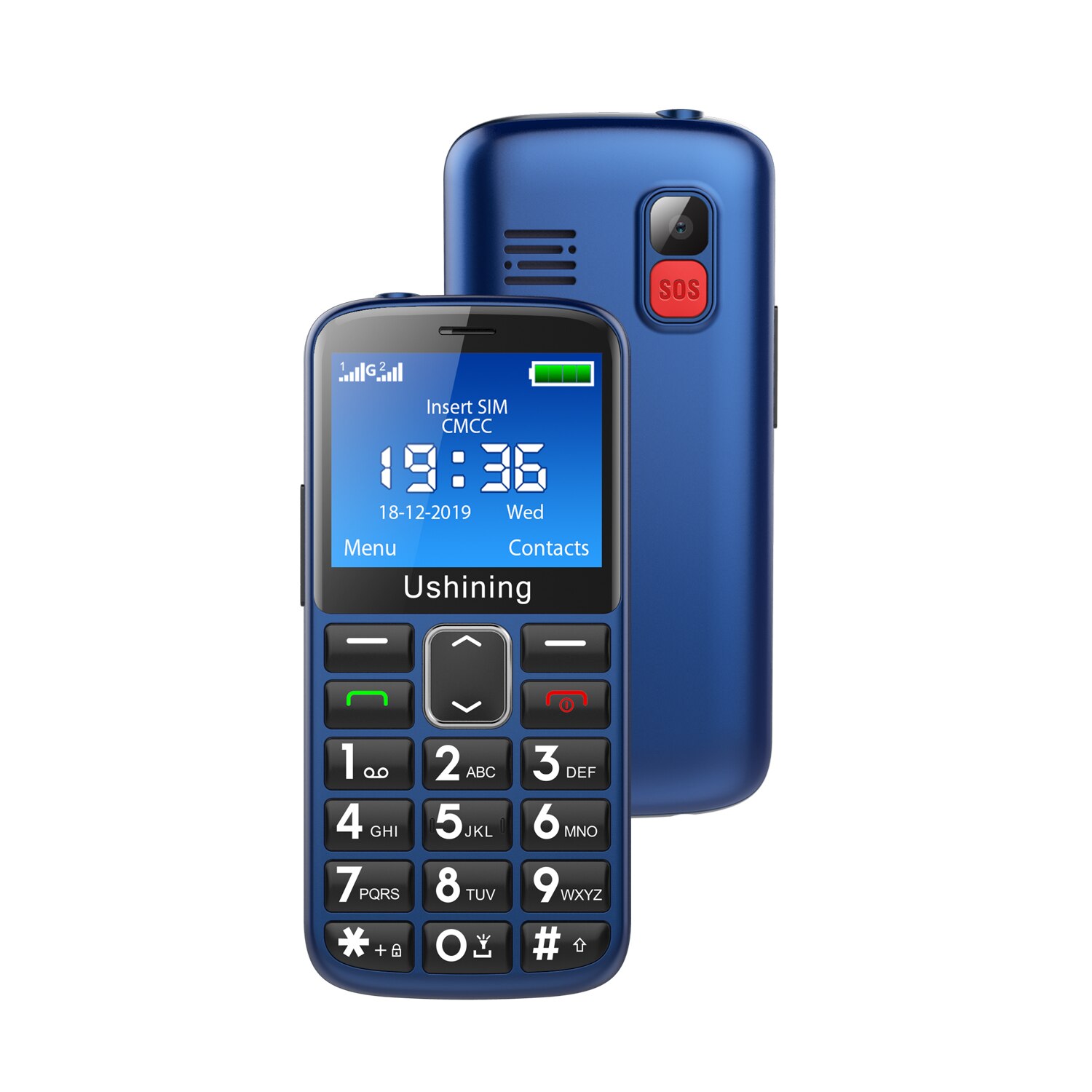 2G Grote Knop 1000Mah Geluid Loundly Mobiele Telefoon Voor Ouderen Unlocked Senior Met Sos Engels Toetsenbord